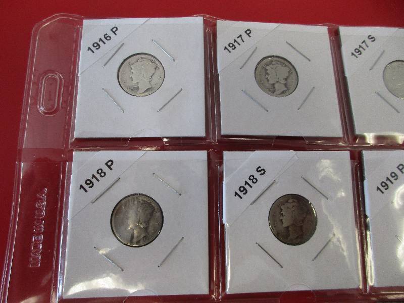 3. Lot of 19 teens and 20s Mertcury Dimes with dates of 16 P, 17 P and S, 18 P,D and S, 19 P,D and S, 20 P, 23 P, 24 P and D, 27 P,D and S, 28 D and S, 1929 P.
