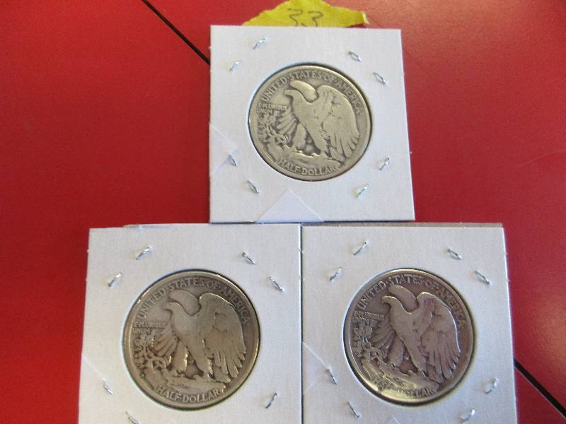 33. 1936 D, 1941 P and 1941 D Walking Liberty Half Dollars