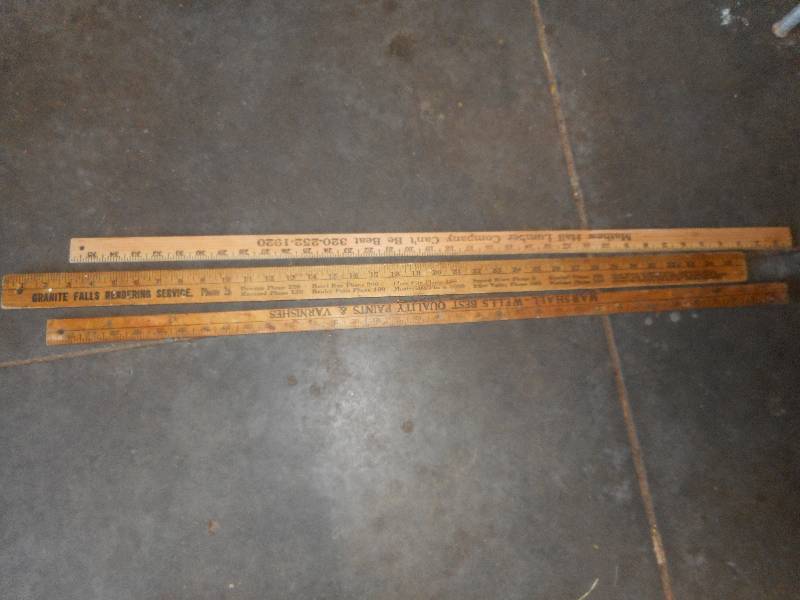 3 vintage wooden rulers