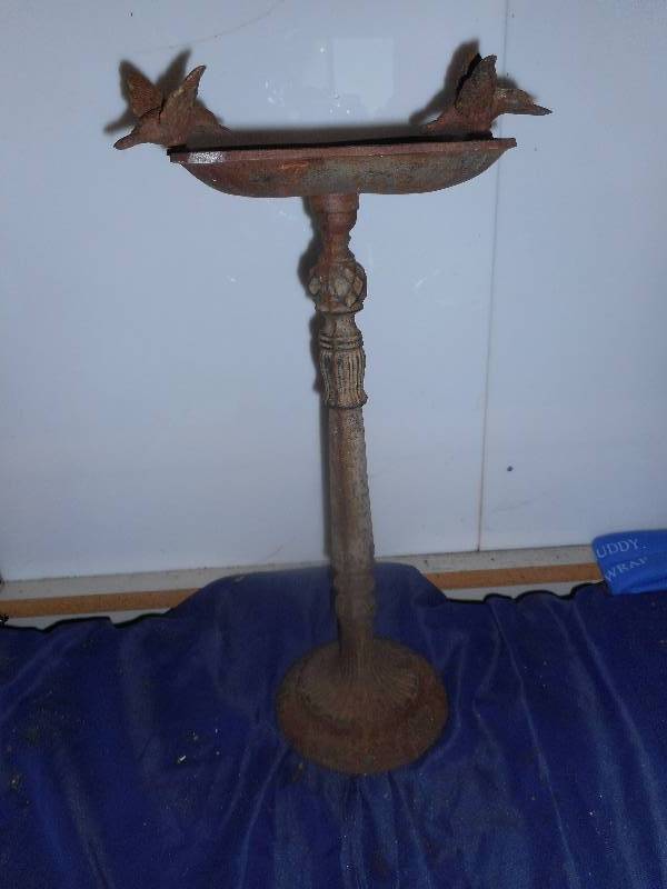 antique cast iron bird bath