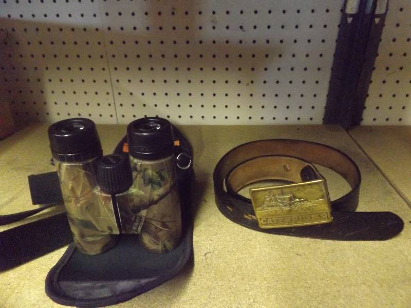 Nikon Binoculars and Leather belt with Caterpillar buckle