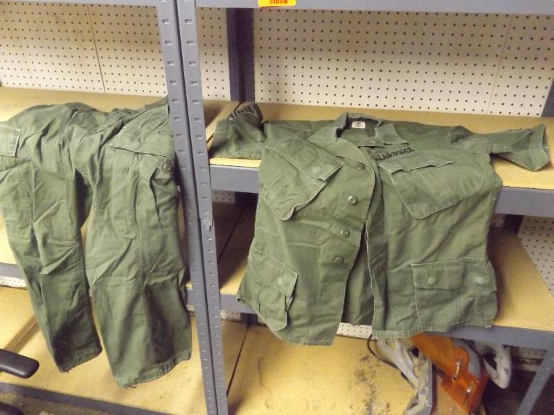 Older Air Force green uniform shirt and pants