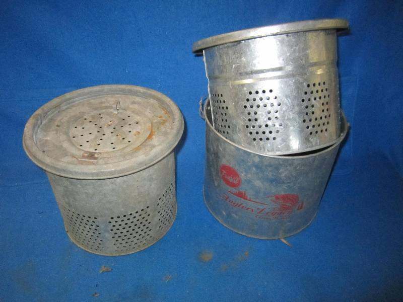 lot 22 image: 2 minnow cans, one with outer and, ...
