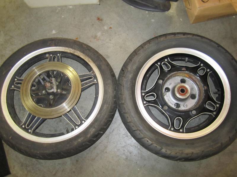lot 41 image: Front and back wheel for Honda CB75...