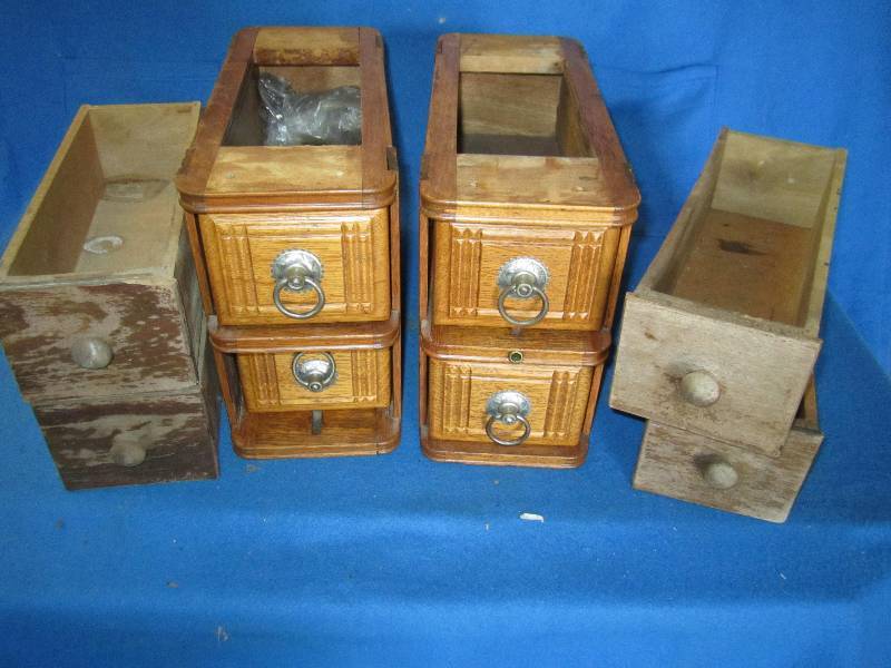 lot 55 image: Lot of antique sewing machine drawe...