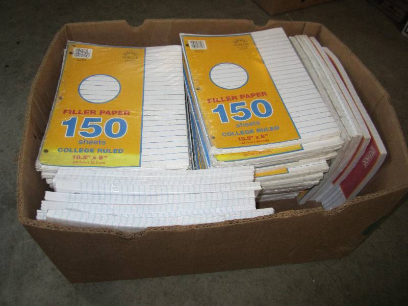 lot 86 image: Box of narrow ruled loose leaf pape...