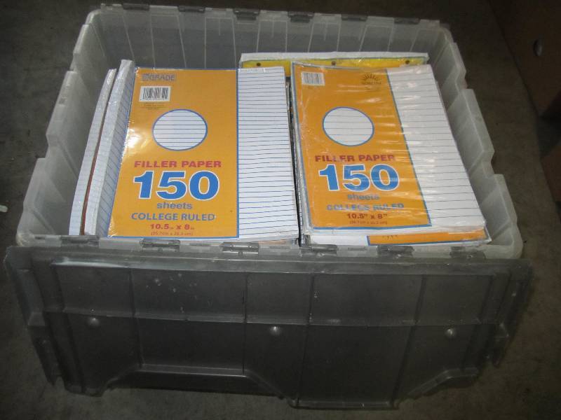 lot 90 image: Box of narrow ruled loose leaf pape...