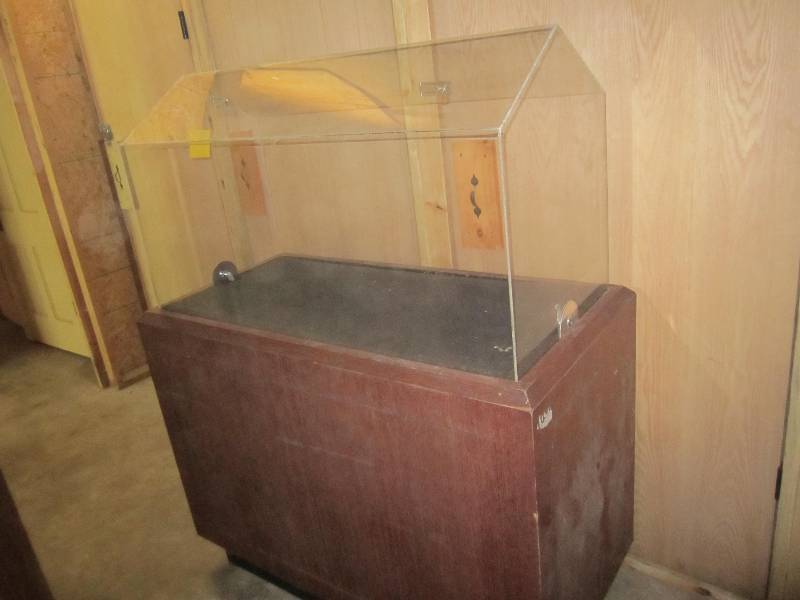lot 34 image: Wood base with acrylic top display ...