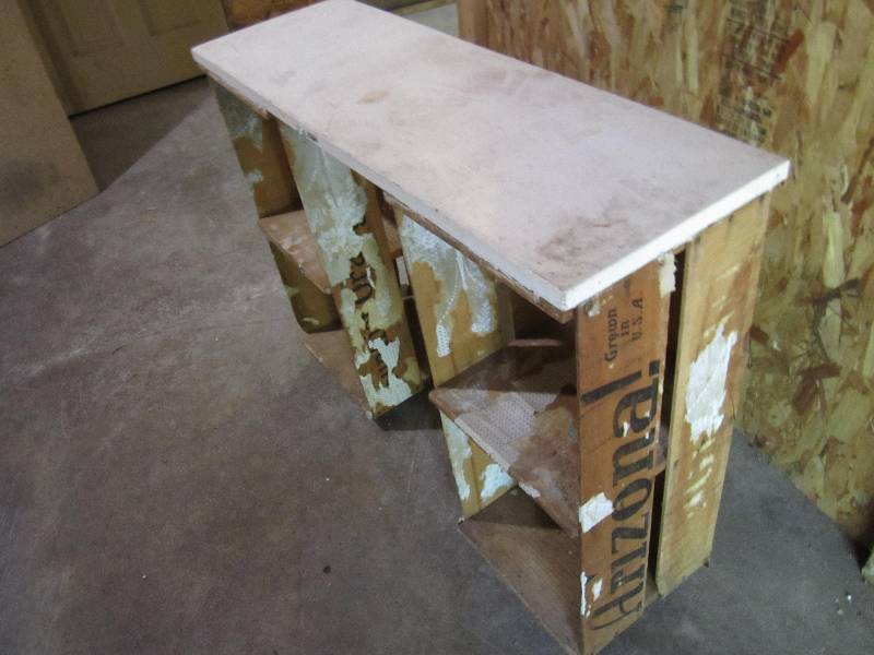 lot 103 image: Table with wood fruit crate base...