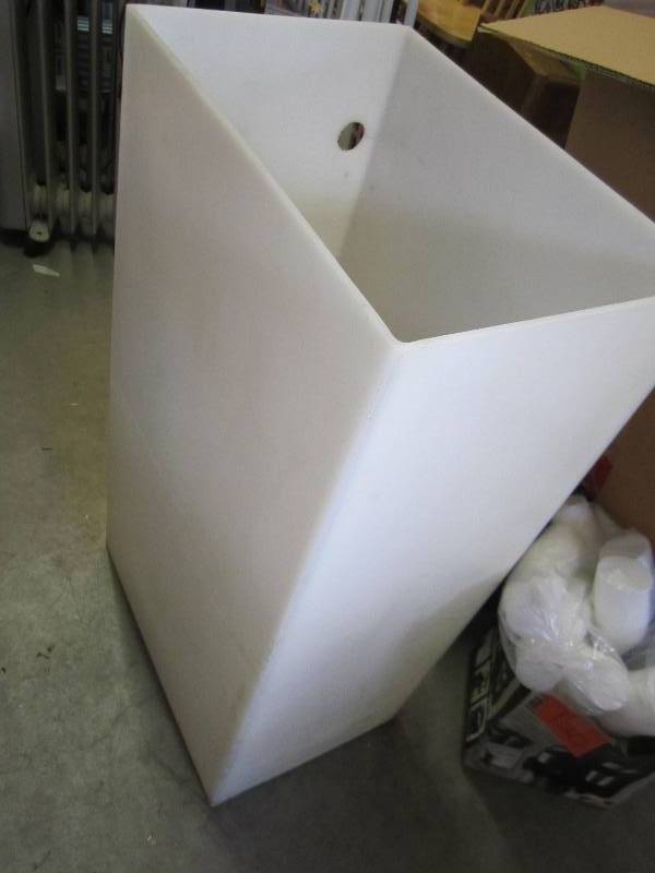 lot 132 image: huge white plastic tub34x12x18...