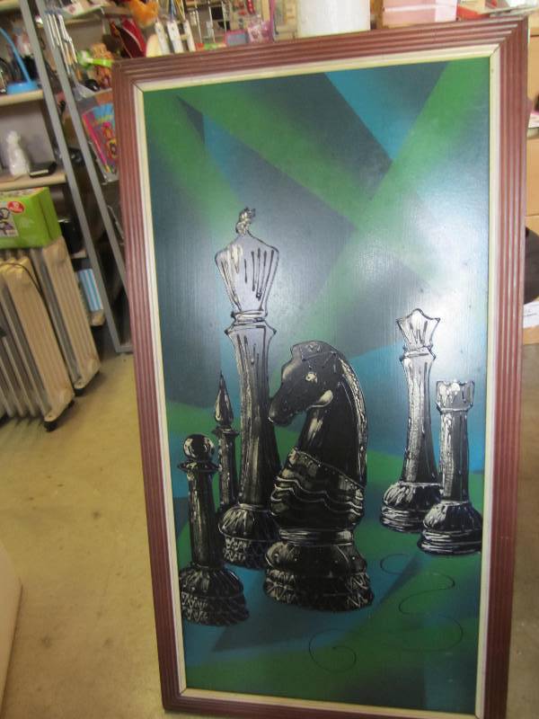 lot 172 image: chess painting 52x28...