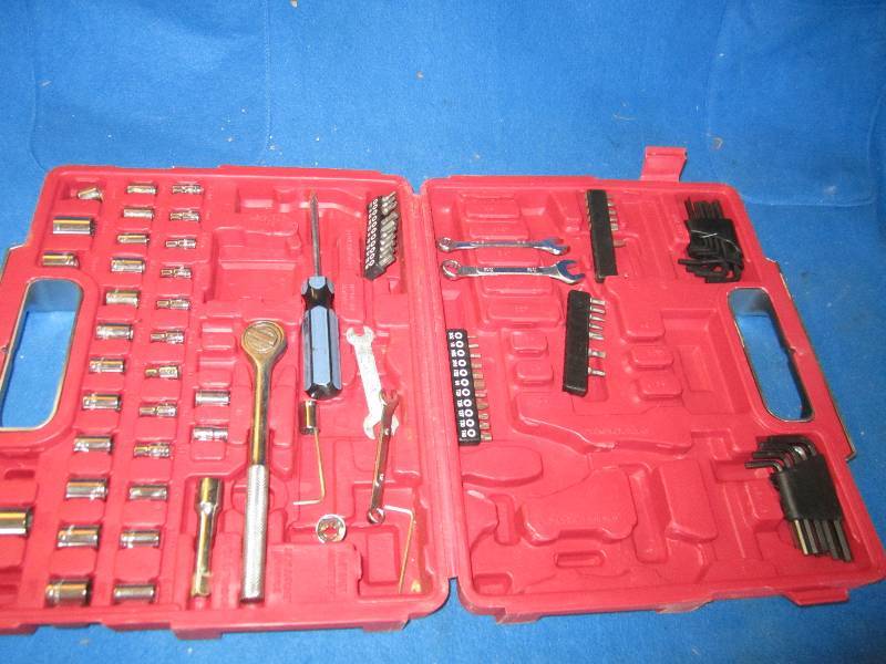 lot 184 image: tool box with assorted tools...
