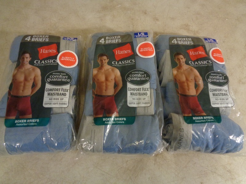 lot 100 image: 3 New Packages of Hanes Boxers Briefs