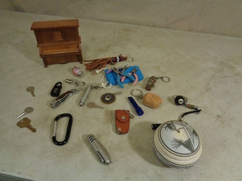 lot 31 image: Native American Pottery, Mini Wood Piano, and Collectibles