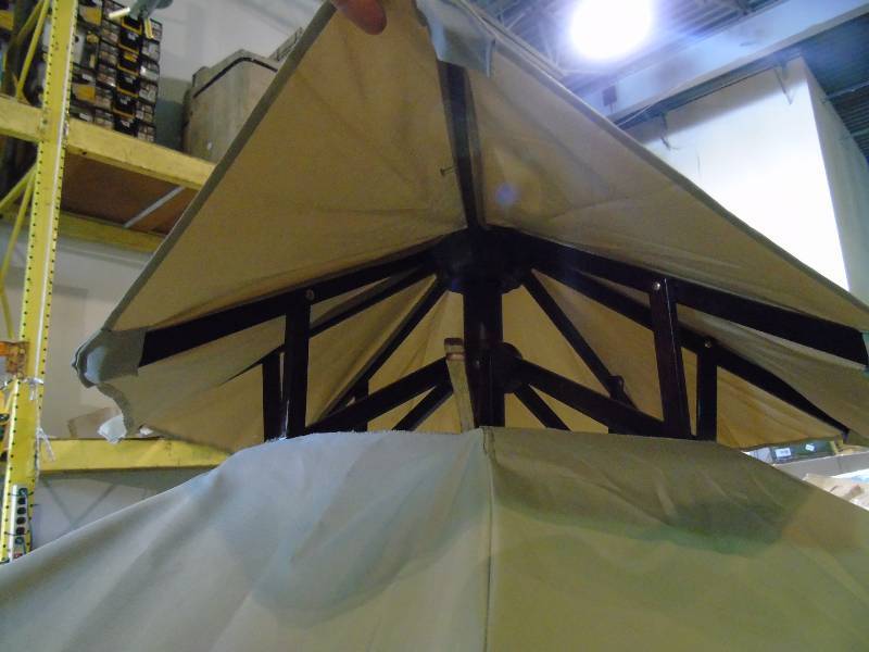 lot 76 image: 10 Two Tier Market Patio Umbrella - Khaki Color