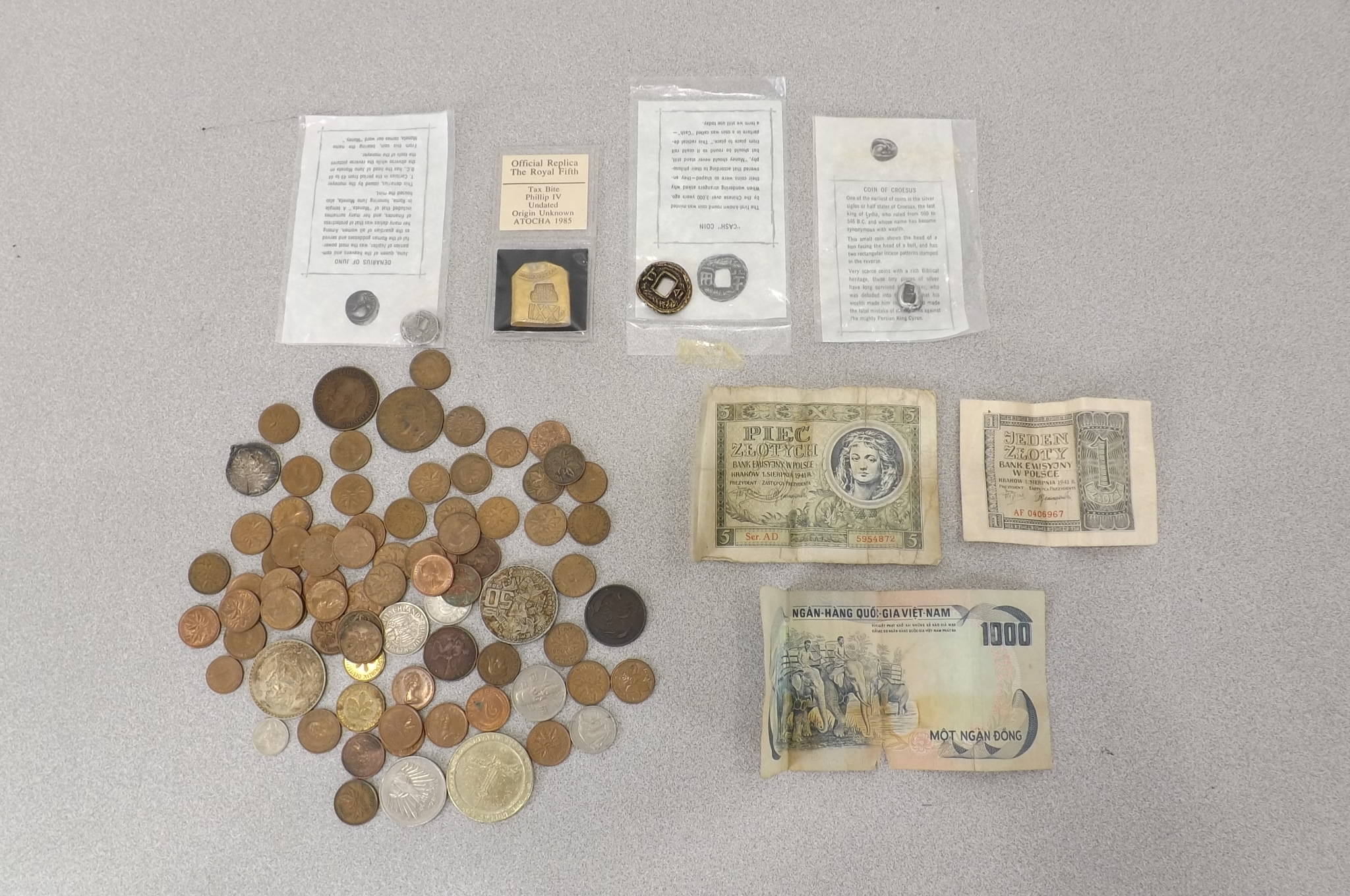 Lot of Vintage Foreign Coins and Money
