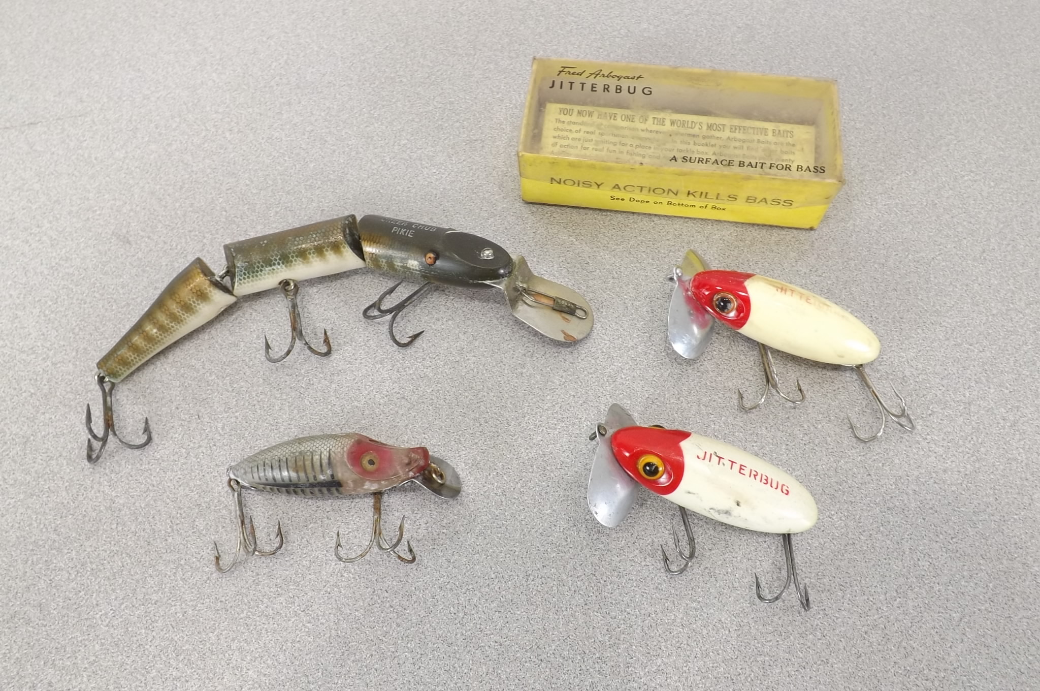 4 Vintage Fred Arbogast Jitterbug etc. Fishing Lures