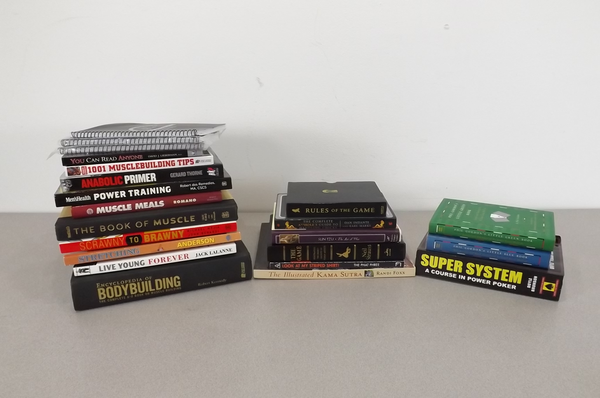 Lot of Bodybuilding, Pick Up Artist, and Poker Books