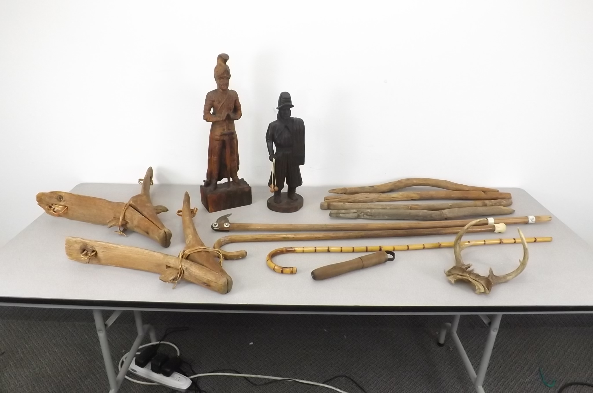 Lot of Wood Decor, Antlers, Walking Sticks, Primitives, etc.
