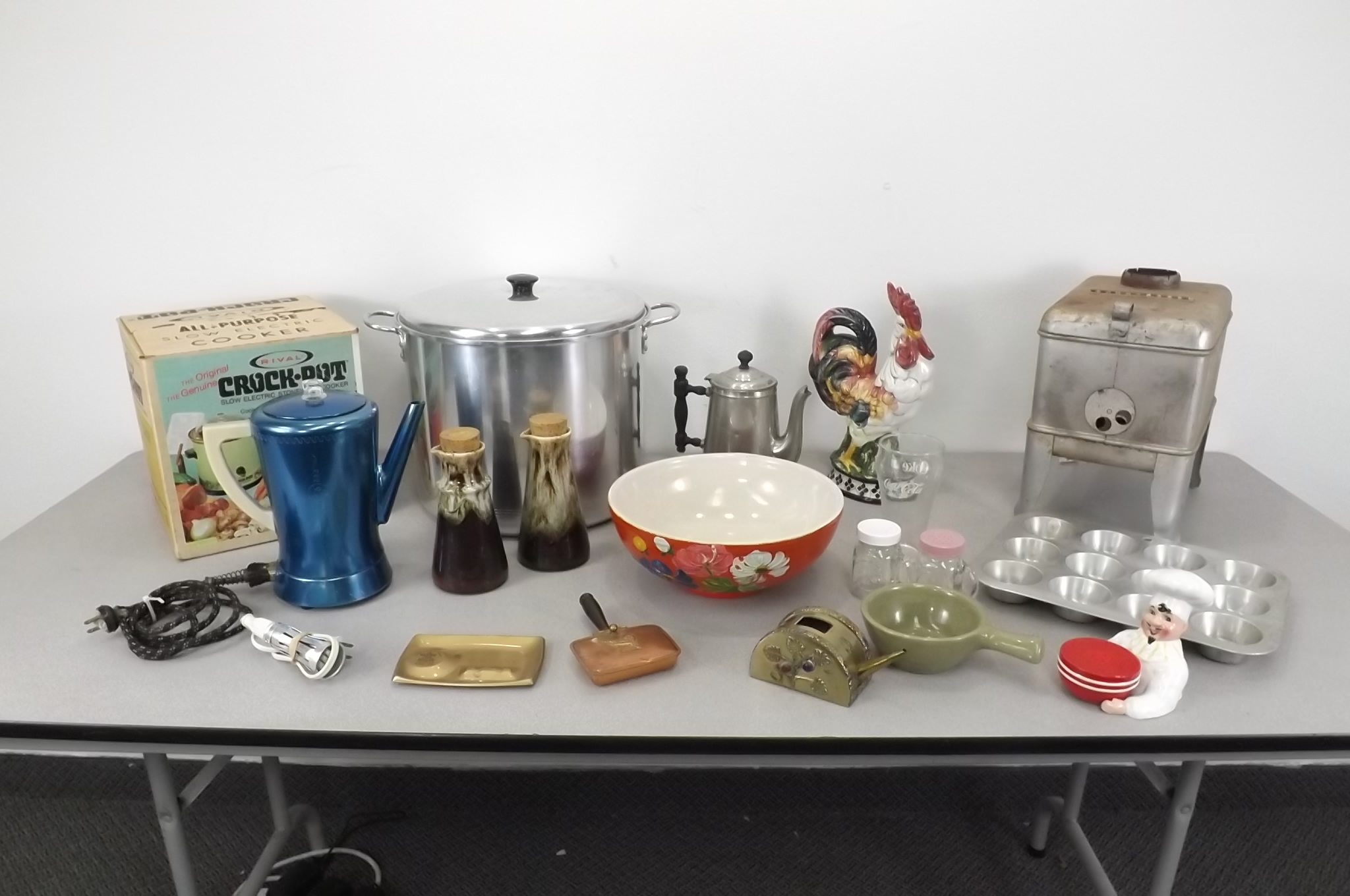 Large Lot of Kitchen NOS Crock, Coffee Pots, Bakeware, etc.