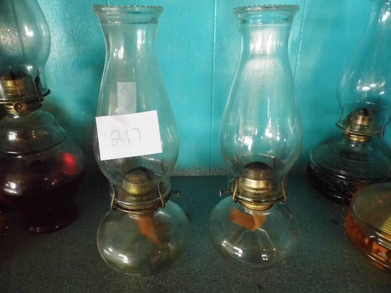 lot 217 image: Pair Kerosene Lamps