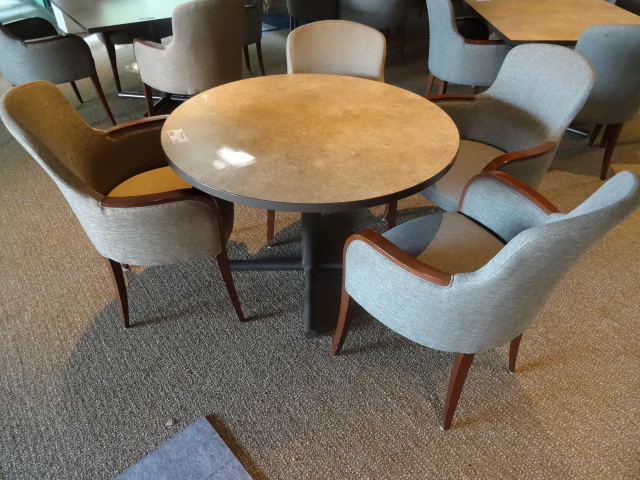 lot 36 image: 42 Round Metal Framed Table