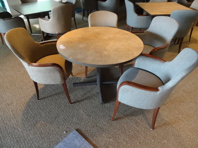 lot 37 image: 42 Round Metal Framed Table
