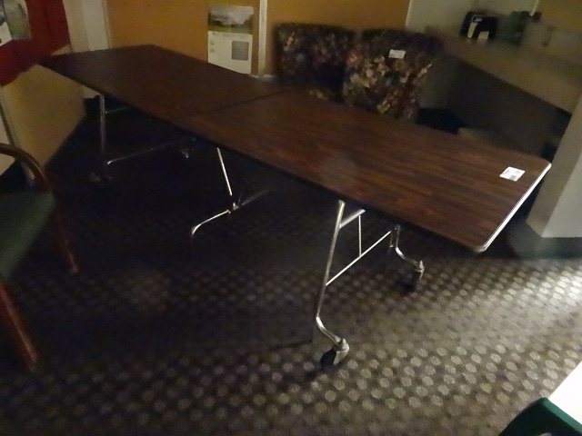lot 140 image: Fold Up Table on Wheels 96 X 30