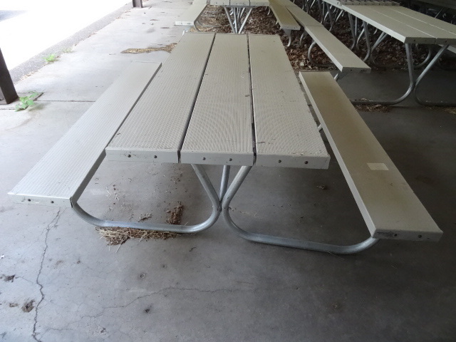 lot 154 image: Aluminum outdoor picnic table. 72 x 68 x 25