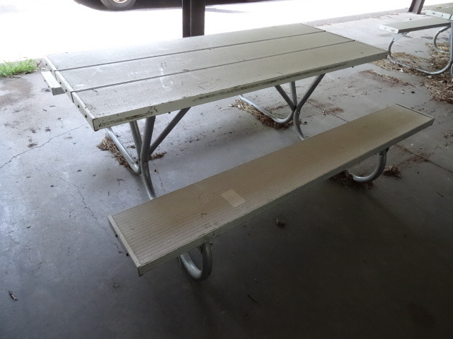 lot 163 image: Aluminum outdoor picnic table. 72 x 68 x 25