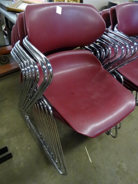 lot 37 image: 7 Metal Framed Stack Chairs