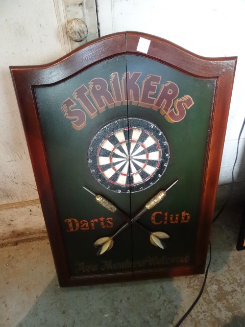 lot 52 image: Wall Mounted Dart Board Cabinet