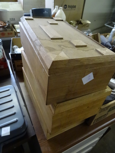 lot 99 image: 3 Wood Boxes with Lids 16 X 8 X 5