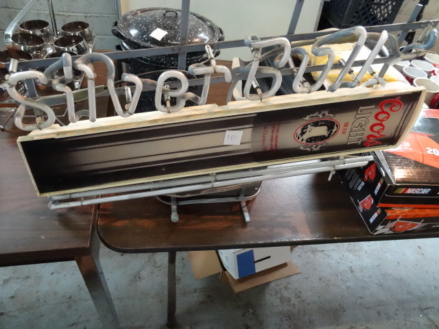 lot 151 image: Coors Silver Bullet Neon Light,