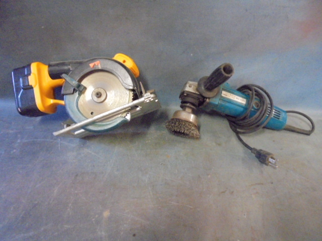 18 Volt Chicago Cordless Saw & 4 12 Electric Angle Grinder