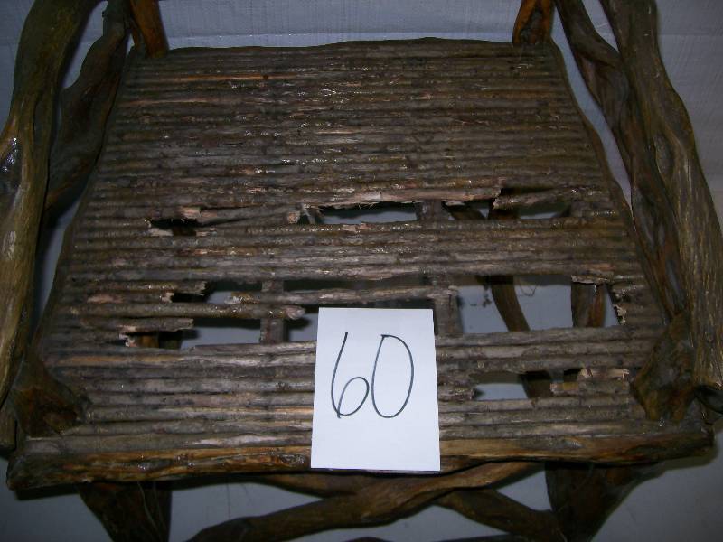 lot 60 image: antique twig chair- Diamond Willow