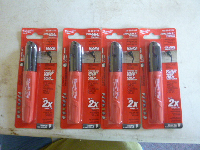4 Milwaukee Inkzall Chisel Tip Jobsite Markers