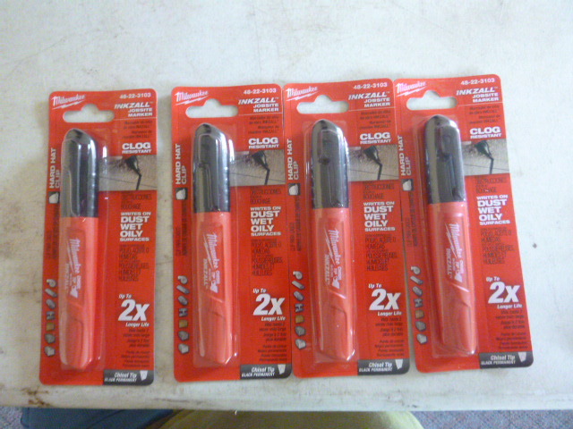 4 Milwaukee Inkzall Chisel Tip Jobsite Markers