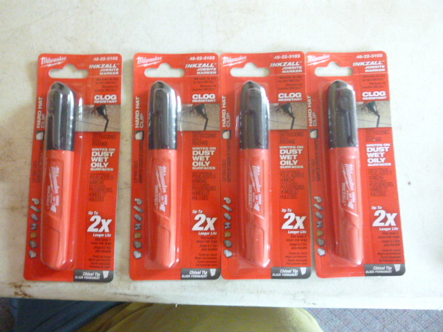 4 Milwaukee Inkzall Chisel Tip Jobsite Markers