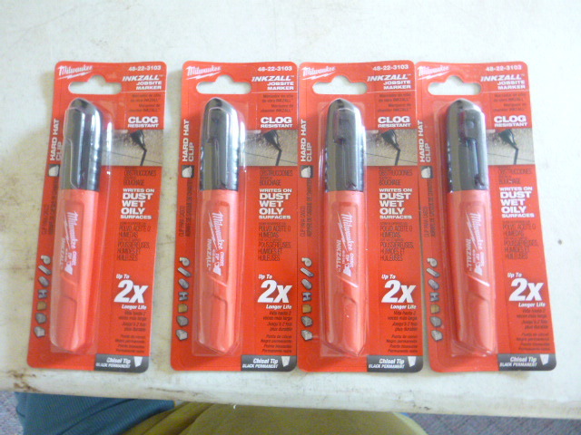 4 Milwaukee Inkzall Chisel Tip Jobsite Markers