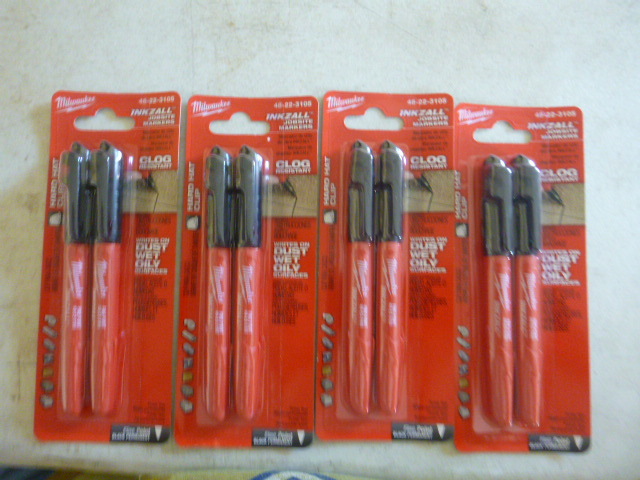 4 - 2 Pack Milwaukee Inkzall Fine Point Jobsite Markers