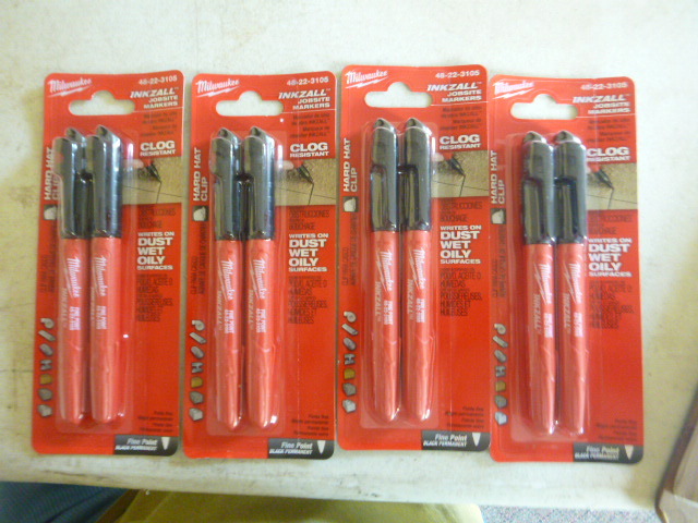 4 - 2 Pack Milwaukee Inkzall Fine Point Jobsite Markers