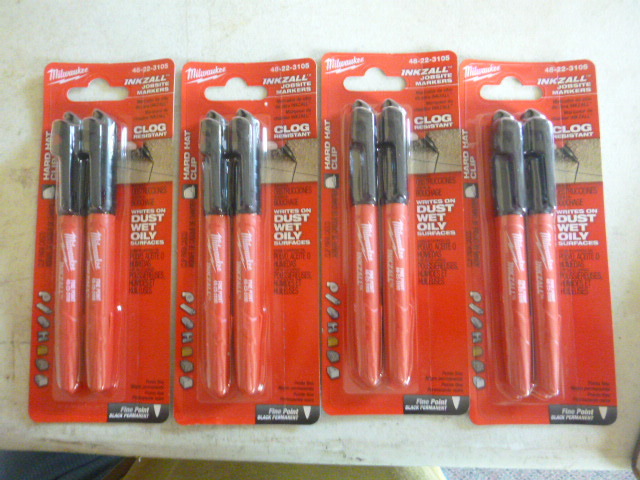 4 - 2 Pack Milwaukee Inkzall Fine Point Jobsite Markers