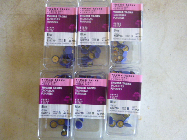 6 Packs of Blue Thumb Tacks