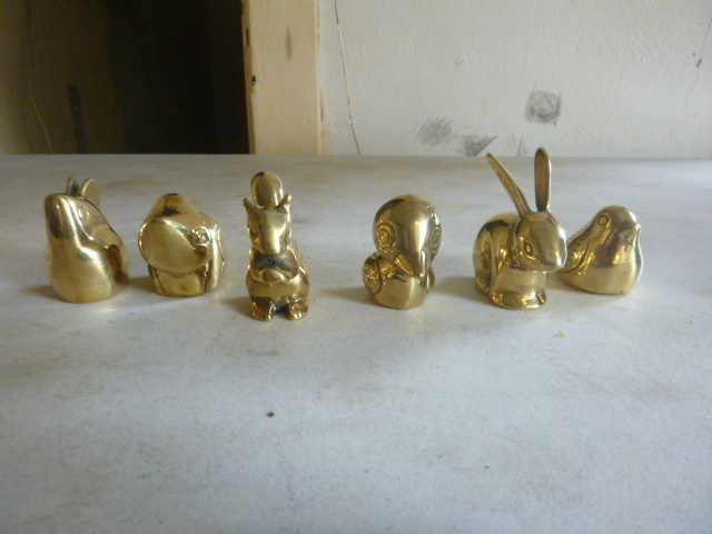 6 Brass Animal Figurines