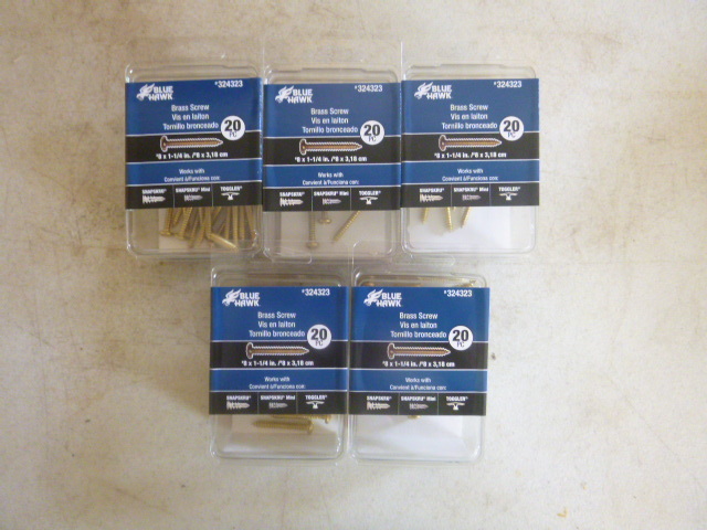 5 Packs of Blue Hawk Brass Screws
