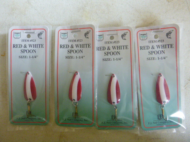 4 F.J. Neil Red and White Spoons