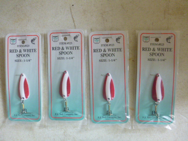 4 F.J. Neil Red and White Spoons