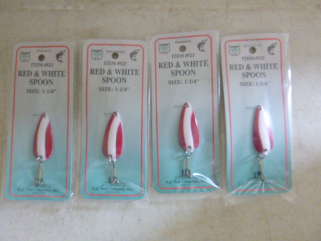 4 F.J. Neil Red and White Spoons