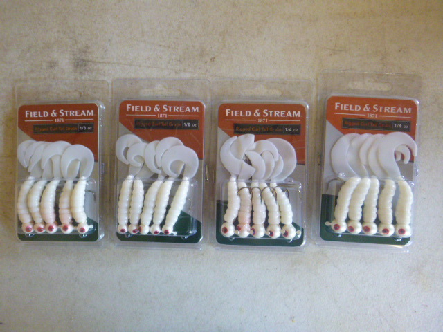 4 Packs of Field & Stream Rigged Curl Tail Grubs